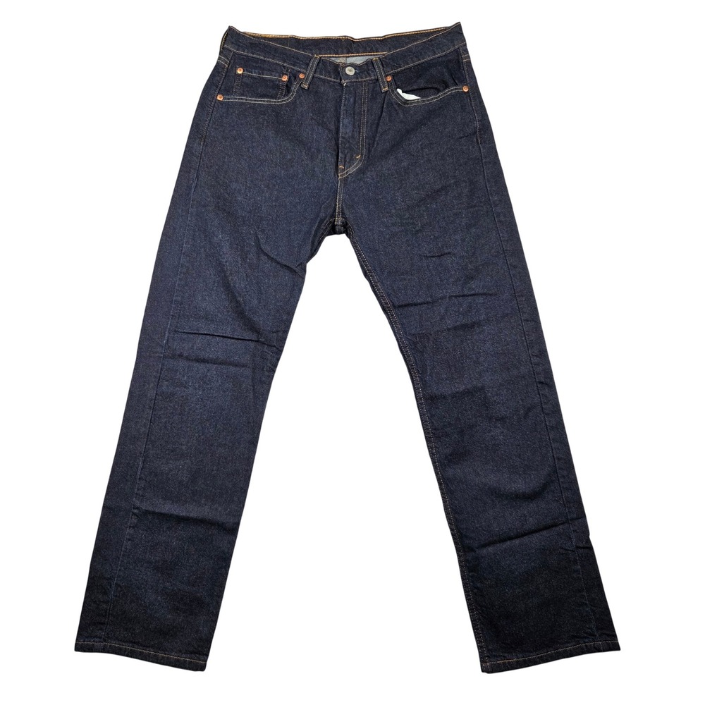 Levi's 505 Regular Fit Jeans Mens 33x30 Dark Wash Blue Excellent Stretch Denim